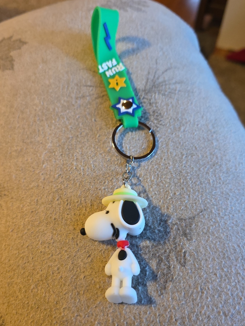 Snoopy Rubber Keychain with Green Strap